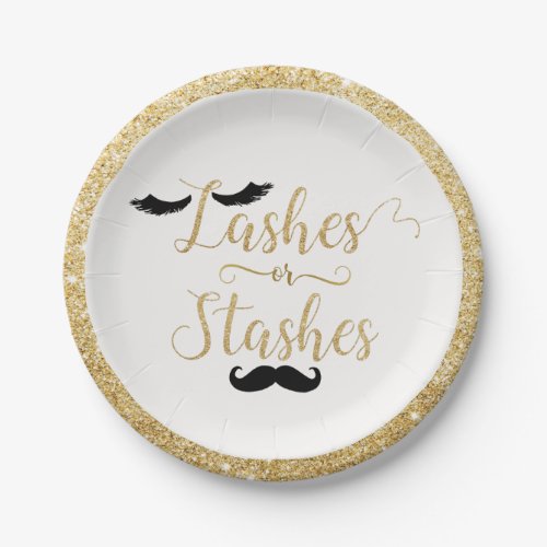 Lashes or Stashes Gender Reveal Baby Shower Paper Plates