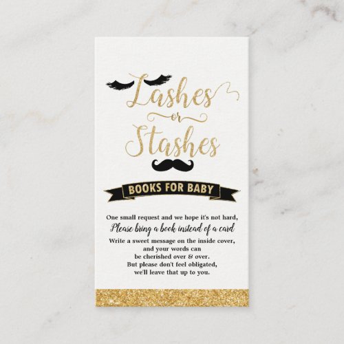 Lashes or Stashes Gender Reveal Books for Baby Enclosure Card