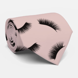 Lashes Pattern Blush Pink Eyelash Extensions Neck Tie