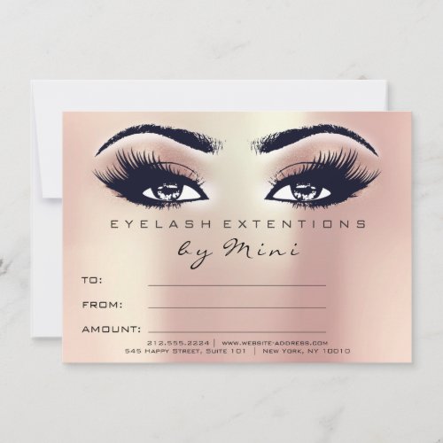 Lashes Pink Peach Rose Makeup Certificate Gift