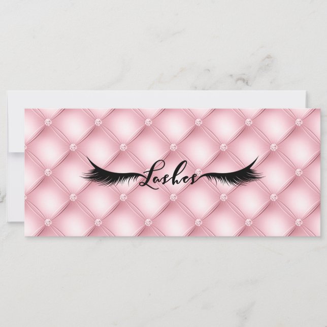 LASHES Pink Plush Diamonds Glam Gift Certificate Invitation (Front)