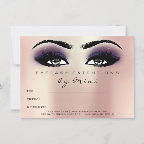 Lashes Pink Violet Navy Makeup Certificate Gift