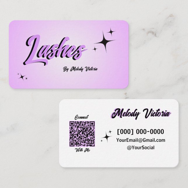 Lashes purple business card (Front/Back)