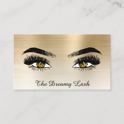  Lashes QR Brows Extensions Gold Glitter Business Card