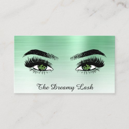  Lashes QR Brows Extensions GREEN glitter Business Card