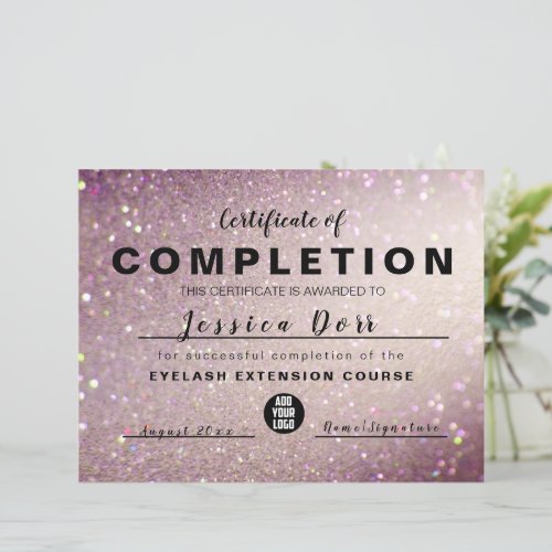 Lashes Rose Gold Dripping Glitter Award Course 