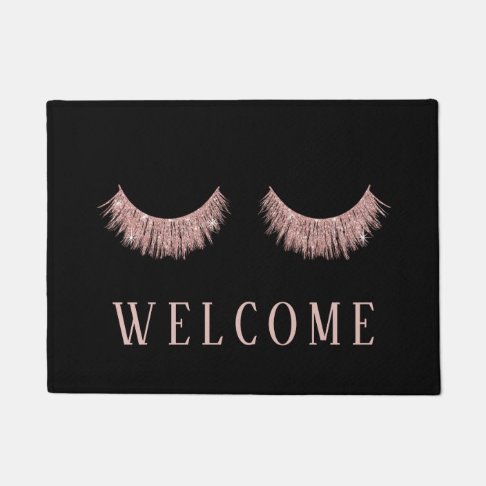 Lashes Rose Gold Eyelash Salon Welcome Doormat 7229