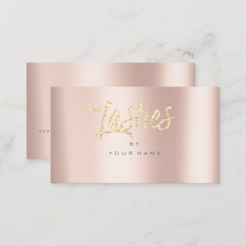 Lashes Rose Gold Faux Glitter Typograph Makeup Business Card