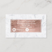 lashes rose gold typography white marble media business card (Back)