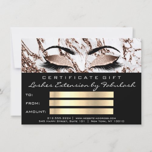 Lashes Rose Marble Makeup Artist Certificate Gift