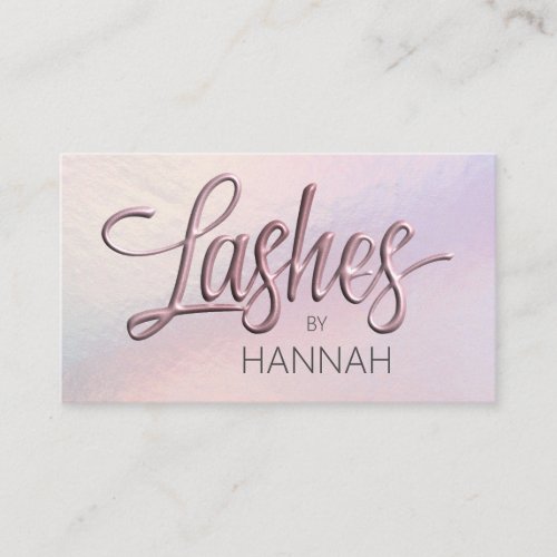 Lashes Rose Metallic Holographic  Business Card