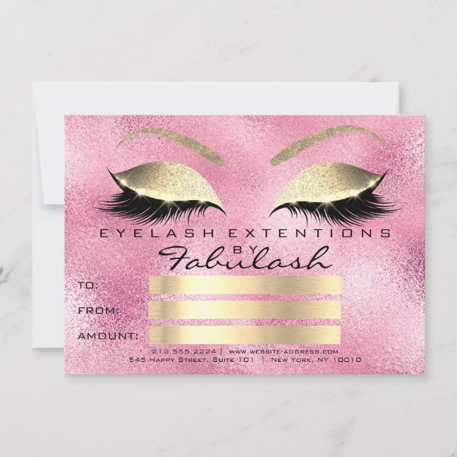 Lashes Rose Pink Gold Makeup Certificate Gift (Front)