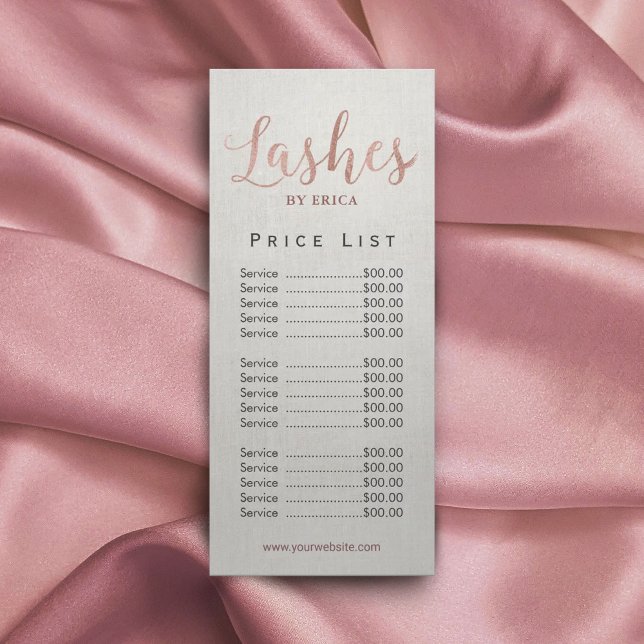 Lashes Salon Lash Bar Esthetician Price List Rack Card (Creator Uploaded)