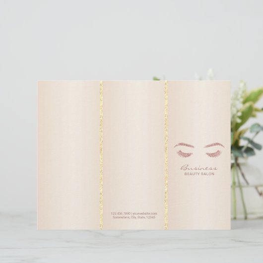 Lashes Salon Makeup Artist Ivory Pearl Tri-Fold (Standing Front)