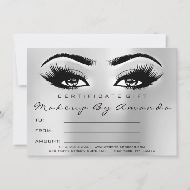 Lashes Silver Gray Makeup Artist Certificate Gift (Front)