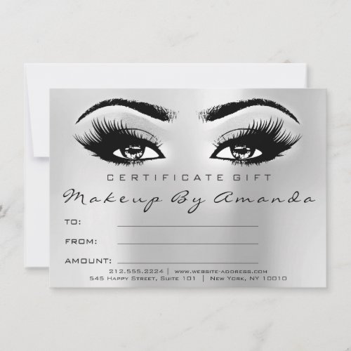 Lashes Silver Gray Makeup Artist Certificate Gift