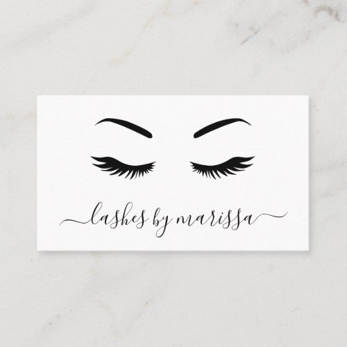 Lashes Simple Minimalist Black and White Elegant Business Card