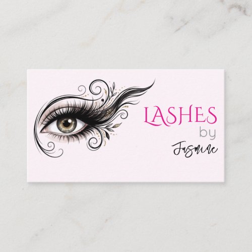 Lashes Soft Pink Professional Elegant Simple Business Card