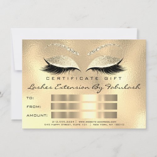 Lashes SPA Makeup Certificate Gift Champaigne