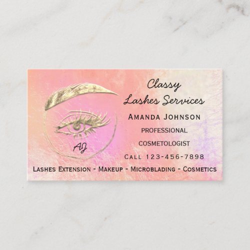 Lashes Studio Logo Custom Qr Code Monogram Rose Business Card