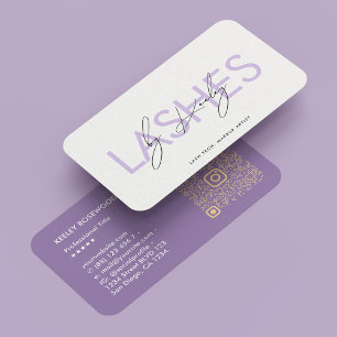 Lashes Tech Makeup Artist Dusty Purple IG QR Business Card