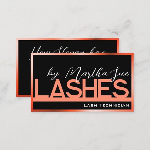 Lashes Template Black Bright Orange Ombre Beauty  Business Card