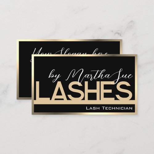 Lashes Template Black Gold Golden Ombre Beauty  Business Card