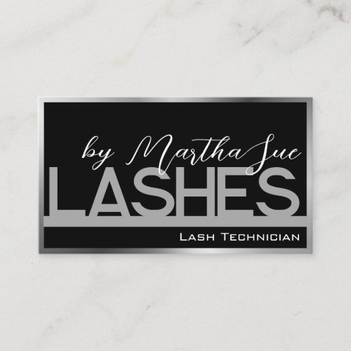 Lashes Template Black Silver Gray Ombre Beauty  Business Card