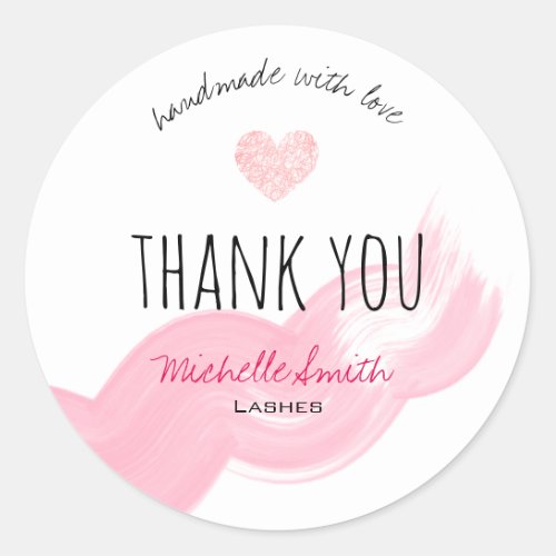 Lashes Thank You Sticker Blush Pink Watercolor 