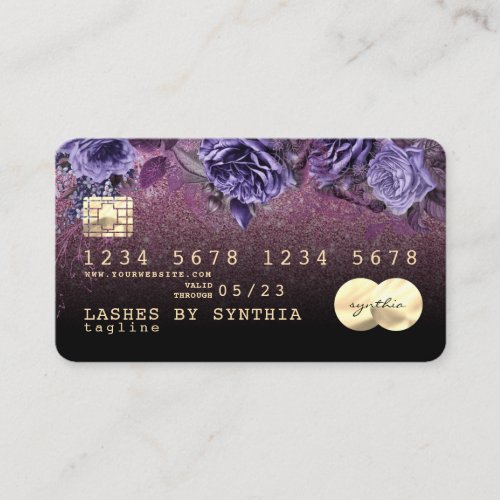 Lashes trendy Floral Credit Card watercolor