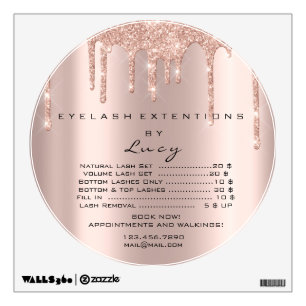Lashes Waxing Makeup Artist Price List Drips Spark Wall Decal