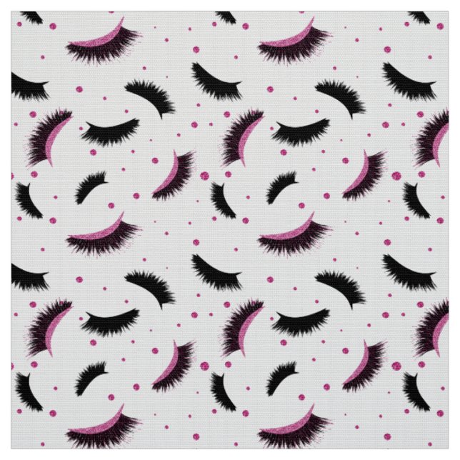 Lashes with pink glitter pattern fabric (Swatch)