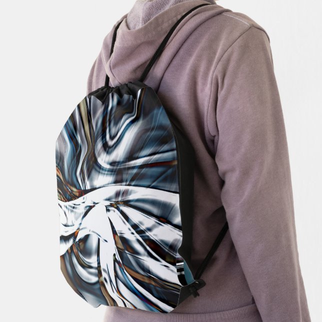 Lashing of rustic and flashy clippings and strokes drawstring bag (Insitu)