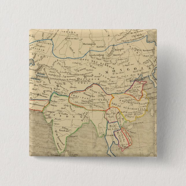 L'Asie, l'an 1220 ap JC Pinback Button (Front)