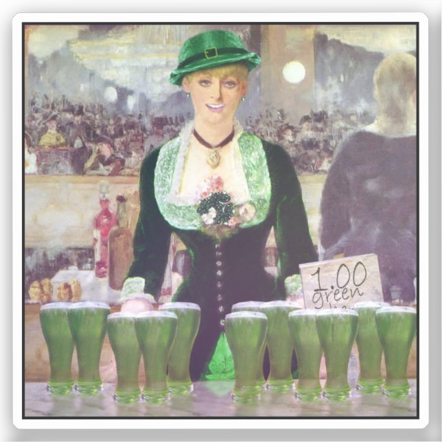 Lass Bartender St. Patrick's Day Sticker (Front)