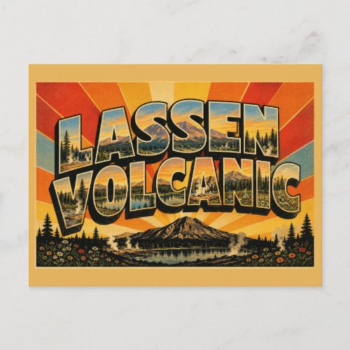 Lassen Volcanic California Peak Lake Forest Art Postcard
