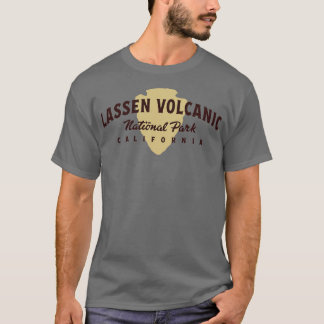 Lassen Volcanic National Park Arched Text Brown T-Shirt