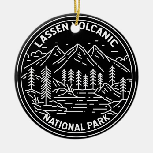 Lassen Volcanic National Park California Monoline Ceramic Ornament