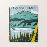 Lassen Volcanic National Park California Vintage  Jigsaw Puzzle<br><div class="desc">Lassen Volcanic vector artwork design. The park is rich in hydrothermal sites like Bumpass Hell,  with its acres of bubbling mud pots.</div>