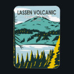 Lassen Volcanic National Park California Vintage Magnet<br><div class="desc">Lassen Volcanic vector artwork design. The park is rich in hydrothermal sites like Bumpass Hell,  with its acres of bubbling mud pots.</div>