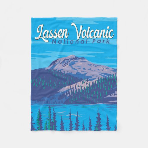 Lassen Volcanic National Park Illustration Travel Fleece Blanket