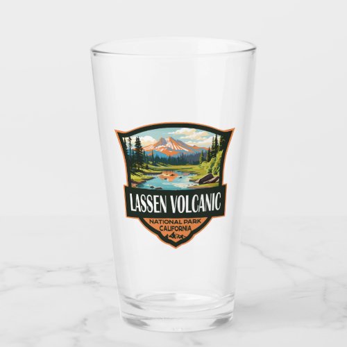 Lassen Volcanic National Park Illustration Travel Glass