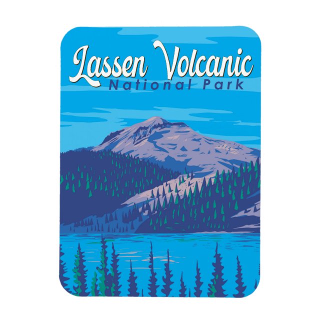Lassen Volcanic National Park Illustration Travel Magnet (Vertical)
