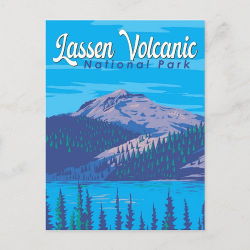 Lassen Volcanic National Park Illustration Travel Postcard