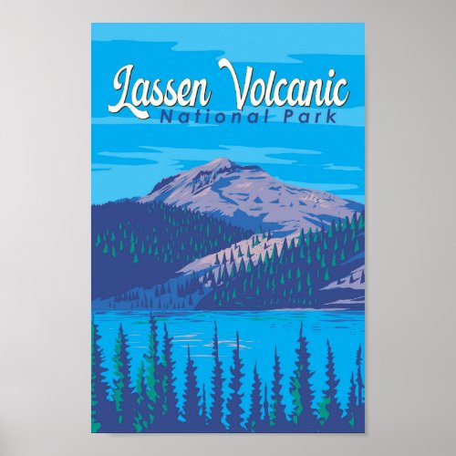 Lassen Volcanic National Park Illustration Travel Poster
