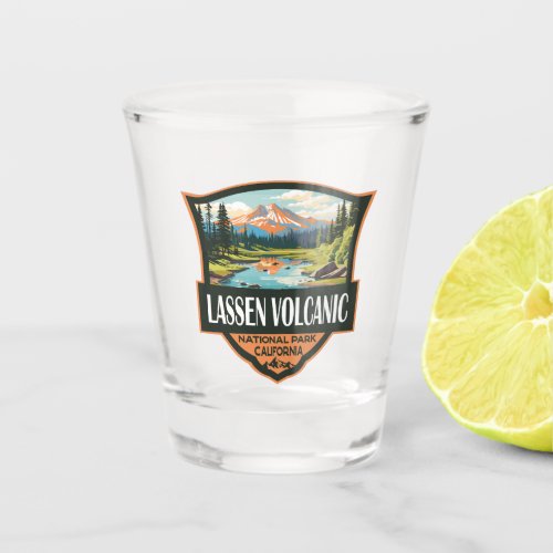 Lassen Volcanic National Park Illustration Travel Shot Glass