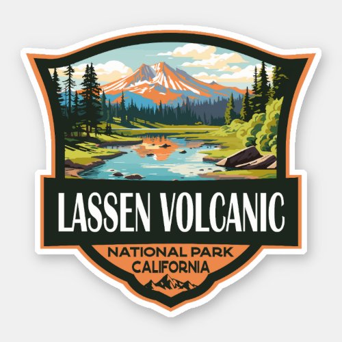 Lassen Volcanic National Park Illustration Travel Sticker