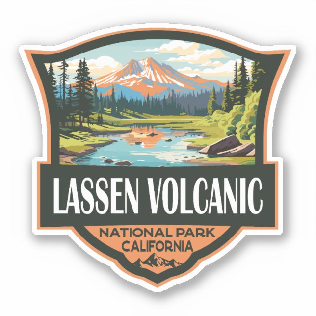 Lassen Volcanic National Park Illustration Travel Sticker (Front)