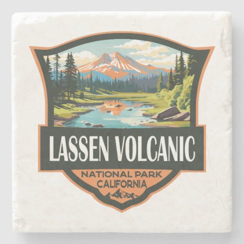 Lassen Volcanic National Park Illustration Travel Stone Coaster