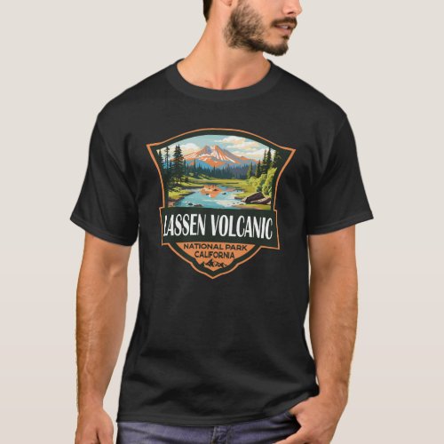 Lassen Volcanic National Park Illustration Travel T_Shirt